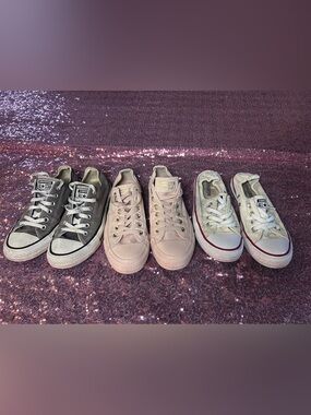 Lot of 3 Converse Sneakers in: Light Pink, Gray & White (slip-on style) - 7